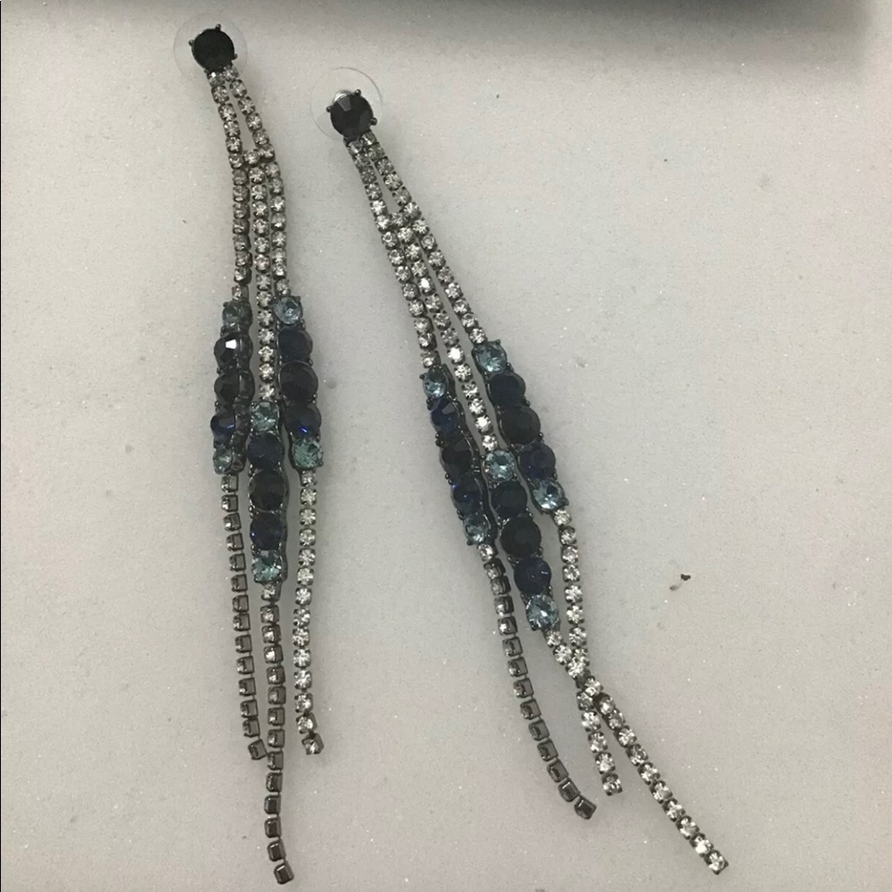 Bebe blue, bk & diamond earrings